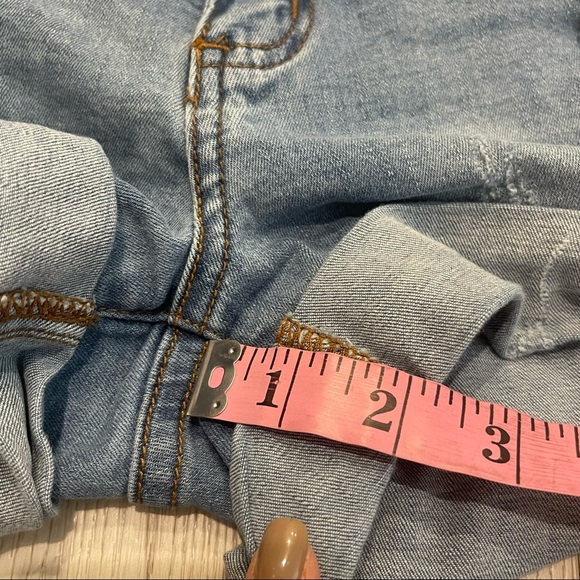 KANCAN Stretchy Blue Distressed Rolled Cuff Short Jean Shorts Size 7/27 - Picture 3 of 6